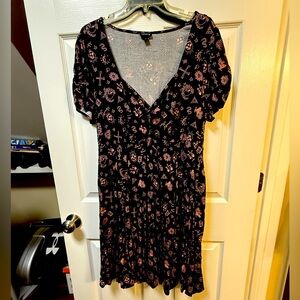 Torrid Black and Pink Midi Dress